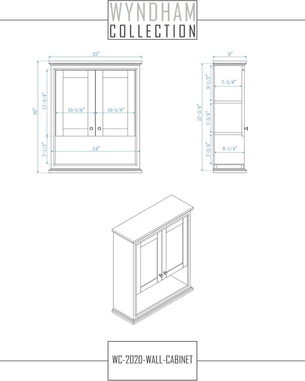 Wyndham Collection Deborah Bathroom Wall-Mounted Storage Cabinet in Dark Gray