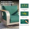 EAST OAK Signature 3 Pieces Patio Furniture Set, Outdoor Furniture with Aluminum Frame and Teak Wood Armrest, Thick Outdoor Sofa and Coffee Table, Modern Patio Conversation Set, Champagne Gold & Green
