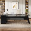 Tribesigns L-Shaped Executive Desk, 78" Modern Office Desk with Drawers and Lateral File Cabinet, Large Computer Table with Storage Shelves, Workstation for Home Office (Grey + Black)