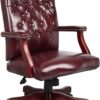Boss Classic Executive Oxblood Vinyl Chair with Mahogany Finish Frame