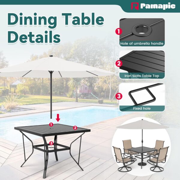 Pamapic 5-Piece Patio Dining Set, Outdoor Furniture with 4 Textilene Swivel Chairs, Outdoor Table and Chair Set for Garden, Backyard, Poolside, Deck, Beige
