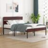 VECELO Metal Platform Queen Size Bed Frame with Wooden Headboard,Sturdy Steel Slats Support/Matress Foudation/No Box Spring Needed(Minimalist)