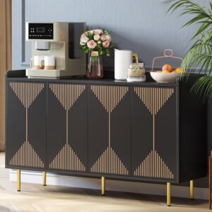 YITAHOME Sideboard Cabinet, 55 Inch Modern Coffee Bar Cabinets with Storage, Large Buffet Cabinet with Storage for Kitchen, Black