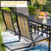 Sophia & William Patio Dining Set Patio Table 37"x 37" and 4 x C Spring Motion Chairs Patio Set for 4 Dining Set 5 Pieces Outdoor Lawn Garden Pool Metal Frame Easy to Care Weather Resistant