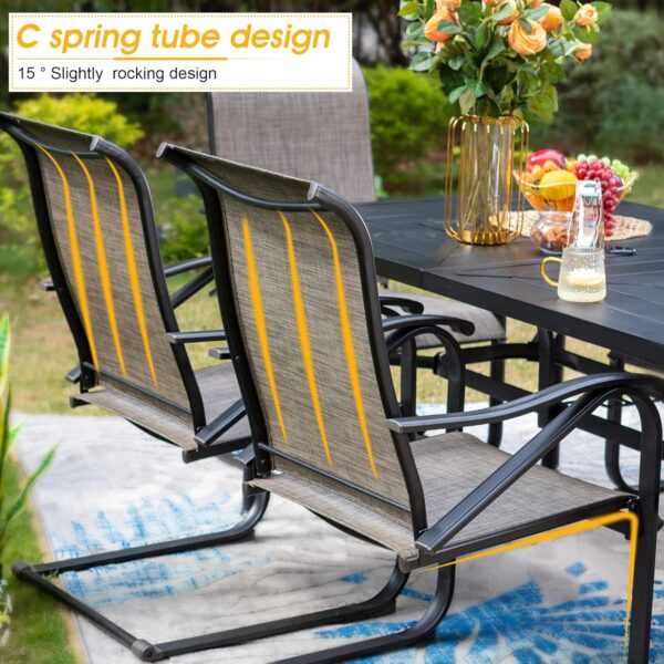 Sophia & William Patio Dining Set Patio Table 37"x 37" and 4 x C Spring Motion Chairs Patio Set for 4 Dining Set 5 Pieces Outdoor Lawn Garden Pool Metal Frame Easy to Care Weather Resistant