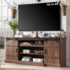 OKD Farmhouse 75" TV Stand for 80 85 Inch TV, Rustic Media Console Table with Sliding Barn Door, Large Highboy Entertainment Center with Storage Cabinet for Living Room, Bedroom, Reclaimed Barnwood