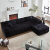 104" L-Shape Modular Sectional Sofa Couch - Comfy Upholstered Cloud Couches for Living Room - Modern Minimalist Couch,Deep Seat,No Assembly Required (Black,Plush Corduroy, Right Facing Chaise)