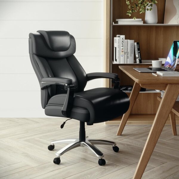 Flash Furniture Hercules Series High-Back Swivel LeatherSoft Office Chair, Ergonomic Executive Chair with Headrest and Adjustable Height, Black
