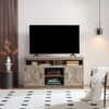 58" W Barn Door TV Stand, Farmhouse Entertainment Center for TV Up to 65", Entertainment Console Table with Open and Closed Storage Space for Living Room