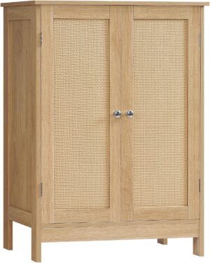 Storage Cabinet, Rattan Cabinet with Adjustable Shelf, for Living Room, Entryway, Kitchen, Home Office, Nature
