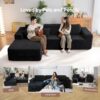 Claiks 110" Cloud Sectional Couch with Chaise Lounge, Modern Modular L-Shape Corduroy Couch Deep Seat, Upholstered Couches for Living Room Bedroom, No Assembly Required, Black Left Facing Chaise