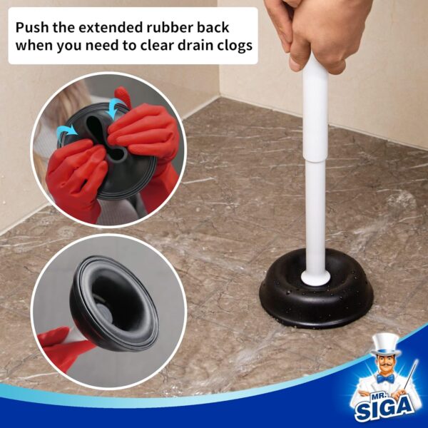MR.SIGA Toilet Plunger with Holder, Heavy Duty Toilet Plunger and Holder Combo for Bathroom Cleaning, White