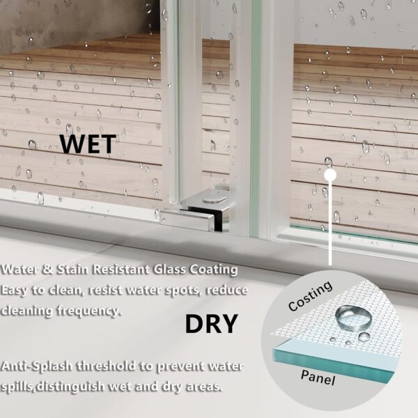 Frameless Shower Door 66-72" W x 76" H Double Sliding 3/8"(10mm) Think Clear Tempered SGCC Glass Stainless Steel HardwareTowel Bar Handle - Brushed Nickel