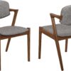Coaster Home Furnishings - Malone - Set of 2 Fabric & Wood Arm Chairs - Armrests, Open Back, Padded Backrest and Seat - Mid-Century Modern - Dining Room and Kitchen - Brown and Dark Walnut - 105352
