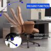 High Back Ergonomic Home Office Desk Chair, Modern Lumbar Support Recline Executive Office Chair with Foot Rest, Suede Leather Swivel Computer Chair with Detachable Arms (Light Brown Suede Fabric)