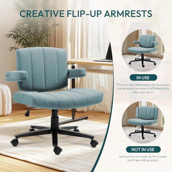 Criss Cross Chair with Wheels, High Back Adjustable Wide Armrest Office Chair, Anti-Grip Fabric Comfort Cushion Modern Style Swivel Computer Task Chairs for Home Vanity Desk Office (Blue)