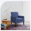 81WSDqQ1C6L._AC_SL1500_.jpg LUE BONA Navy Blue Linen Accent Chair 18.5" H, Button Tufted Armchair, Comfy Living Room Chair with Arms, Upholstered Modern Arm Chairs for Bedroom, Living Room