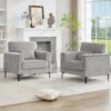 Oversized Accent Chairset of 2 with Metal Legs,Comfy Chenille Armchair and a Half,Modern Century Single Sofa Extra Large Reading Club Chair for Bedroom,Living Room,Apartment,Light Grey