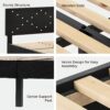 Modern Black Queen Size Platform Bed Frame with Headboard - Upholstered Button-Tufted Design, No Box Spring Needed, Easy Assembly