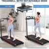 ANCHEER Walking Pad Treadmill with Incline&Adjustable Height,4 in 1 Under Desk Treadmills with Removable Desk Workstation,Foldable Treadmill for Home 300lbs Max,3 Type Control,Installation-Free