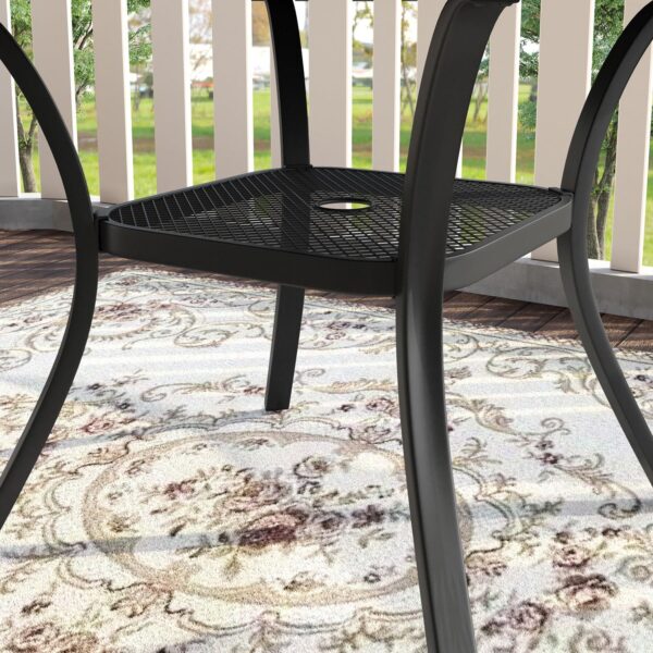 VICLLAX Patio Dining Set for 4, 5 Pieces Outdoor Furniture Includes 40.6" Round Patio Table with Umbrella Hole and 4 Outdoor Swivel Chairs for Lawn Garden, Grey Table and Grey Chairs