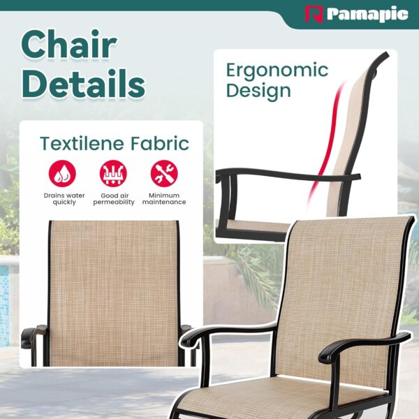 Pamapic 5-Piece Patio Dining Set, Outdoor Furniture with 4 Textilene Swivel Chairs, Outdoor Table and Chair Set for Garden, Backyard, Poolside, Deck, Beige