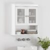 Spirich Bathroom Cabinet Wall Mounted, Medicine Cabinet Organizer with Glass Doors and Adjustable Shelves, Bathroom Wall Cabinet Over Toilet, White