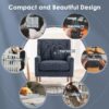 COLAMY Modern Wingback Living Room Chair Set of 2, Upholstered Fabric Accent Armchair, Single Sofa Chair with Lounge Seat and Wood Legs for Bedroom/Office/Reading Spaces, Blue