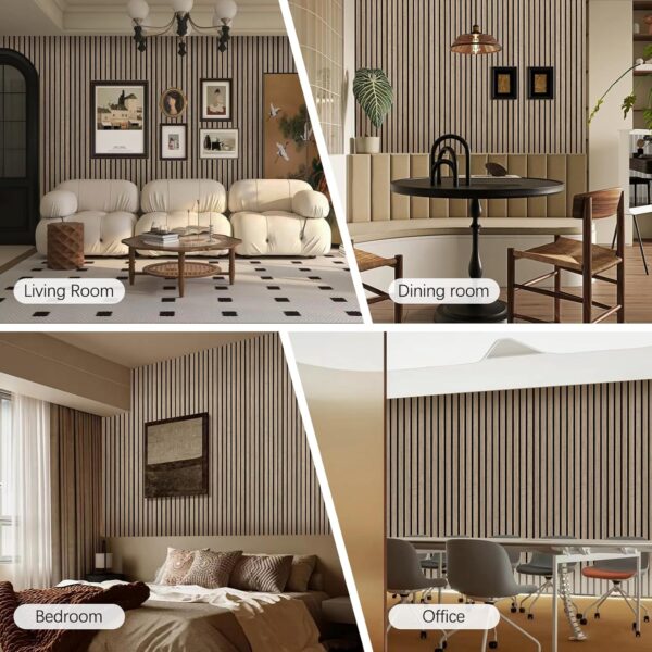 Wood Slat Wall Panels - 2 PCS Walnut Wood Veneer Acoustic Panels - 12.6" W x 94.5" L