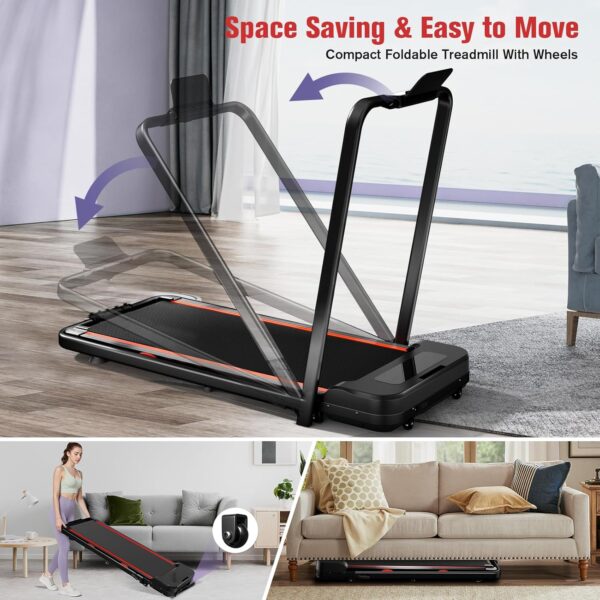 Walking Pad Treadmill with Incline & Handle-Bar, 2 in 1 Foldable Treadmills for Home & Office, 300lb Small Compact Under Desk Treadmill with App, Remote, LED Display, 2.5HP Running Pad