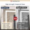 Keonjinn 48 x 32 Inch Lighted Medicine Cabinet for Bathroom with Outlets, Anti-Fog Lighted Medicine Cabinet with Mirror 3 Colors Dimmable, Tempered Glass 2-Side Front Lit Bathroom Mirror with Storage