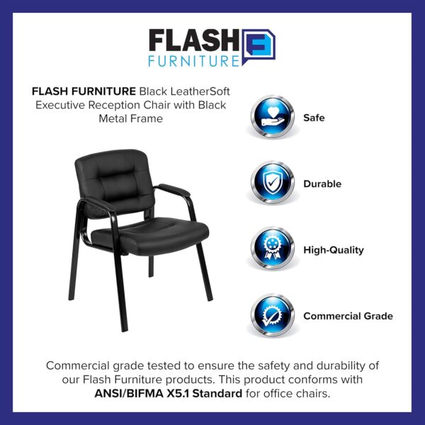 Flash Furniture Darwin Flash Fundamentals LeatherSoft Executive Reception Chair, Modern Tufted Lounge Chair for Living Room or Office, Black