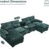 U Shaped Sectional Sofa, 124.8" Green Cloud Couch for Living Room, Fluffy Modern Modular Couch with Storage, Comfy Lounge Sofas for Office, Apartment