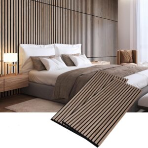 Woody Walls Acoustic Wood Wall Panels for Interior Wall Decor | Set of 2 Seamless Joint Wood Panels for Walls | DIY Wood Slat Wall | 3D Wall Panel Effect for Any Interior Design (Oslo)