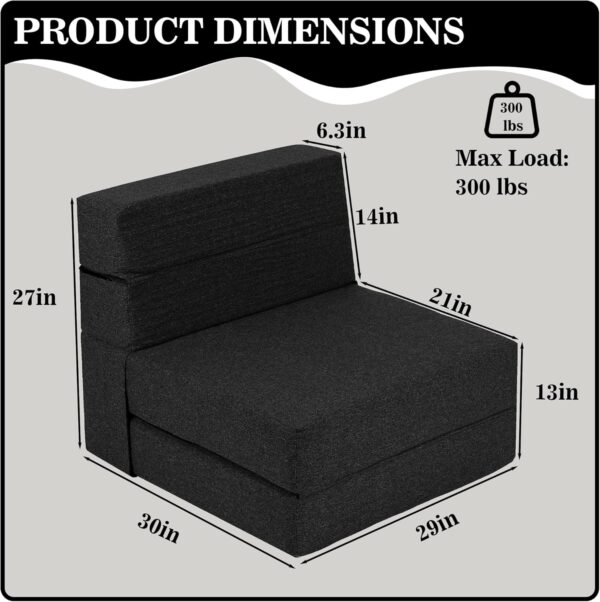 Folding Sofa Bed, 7 inch Memory Foam Floor Couch, Convertible Sleeper Foldable Mattress Futon Sofa for Living Room/Home Office/Guest Beds/Apartment/Upstairs Loft, New Dark Gray, Single