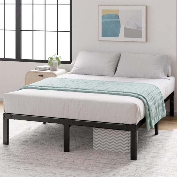 Zinus Yelena 14 Inch Metal Platform Bed Frame, Steel Slat Support, No Box Spring Needed, Eco Friendly WonderBox(TM) Packaging, Easy Assembly, Black, Queen