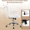 Yaheetech Mid Back Faux Leather Desk Office Chair Modern Upholstered Adjustable Tilting Vanity Chair with Detachable Padded Armrests for Home/Office,White