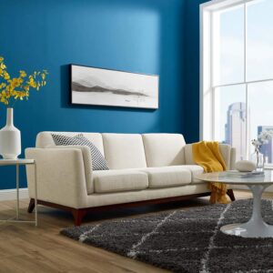 Modway Chance Mid-Century Modern Upholstered Fabric Sofa, Beige