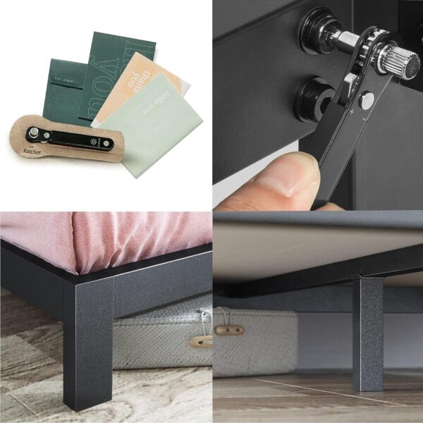 ZINUS Arnav Metal Platform Bed Frame, Wood Slat Support, No Box Spring Needed, Easy Assembly, Black, Queen
