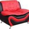 Beverly Fine Furniture Aldo ((3 Piece) Modern Sofa Set, Black/Red
