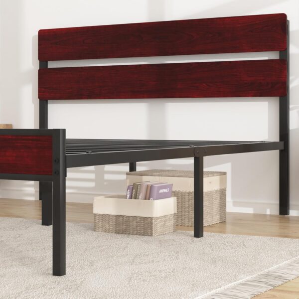 VECELO Metal Platform Queen Size Bed Frame with Wooden Headboard,Sturdy Steel Slats Support/Matress Foudation/No Box Spring Needed(Minimalist)