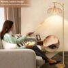 Floor Lamp for Living Room,Bedroom,Gold Dimmable Standing Lamp with Remote,Mid Century Modern Brass Tall Lamp Retro Vintage Green Glass Lamp Floor Light Boho Bohemian