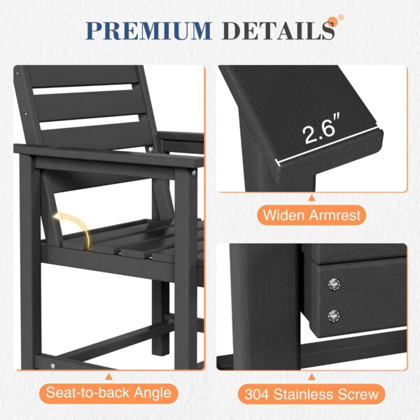 UDPATIO 5 Piece Patio Dining Table Sets, Outdoor HDPE Dining Furniture Set with Umbrella Hole Cut-Out Table and 4 Chairs, All Weather Dining Set for Lawn, Garden, Backyard, Poolside, Black