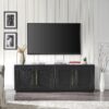 Henn&Hart Tillman Rectangular TV Stand for TV's up to 80" in Black Grain