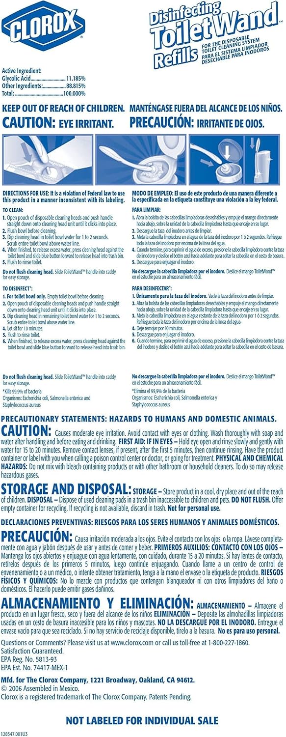 CLOROX ToiletWand Toilet Cleaning Refills, Disinfecting Scrubbing Pads, 30 Count (Pack May Vary)