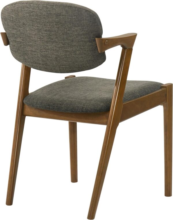 Coaster Home Furnishings - Malone - Set of 2 Fabric & Wood Arm Chairs - Armrests, Open Back, Padded Backrest and Seat - Mid-Century Modern - Dining Room and Kitchen - Brown and Dark Walnut - 105352