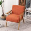 VINGLI Mid-Century Retro Modern Upholstered Lounge Chair Fabric Accent Chair Sturdy Wooden Frame Armchair (Burnt Orange)