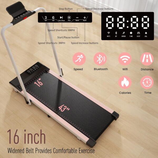 DeerRun 3 in 1 Under Desk Walking Pad Treadmill, 3.0HP Low Noise Portable for Home & Office, 300LBs Weight Capacity Folding With Remote Control & Smart APP