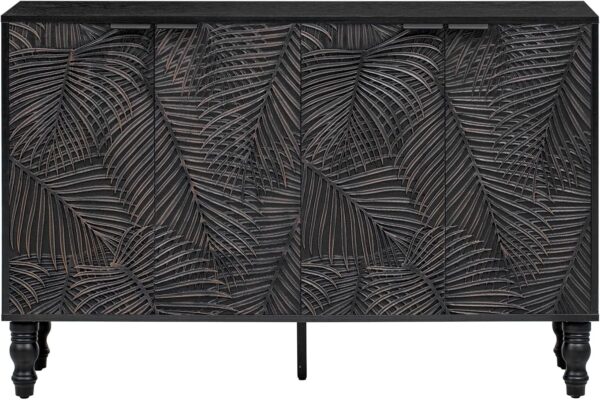 47.2'' Modern TV Stand, Entertainment Center Media Console with 2 Spacious Storage Space, Solid Wood Legs and Anti-tip Device for Living Room, Up to 43'', Black