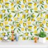 VEELIKE Lemon Peel and Stick Wallpaper Floral 17.7''x118'' Removable Self Adhesive Decorative Fresh Citrus Leaf Prints Floral Wallpaper Vinyl for Nursery Bedroom Kitchen Walls Cabinets Shelf Liners